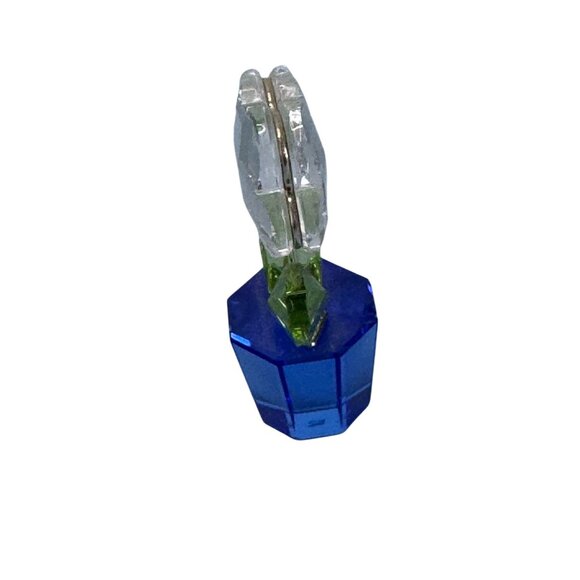 Swarovski 296598 Potted Plant Clear Daisy Green & Blue Crystal Figurine - Picture 4 of 9